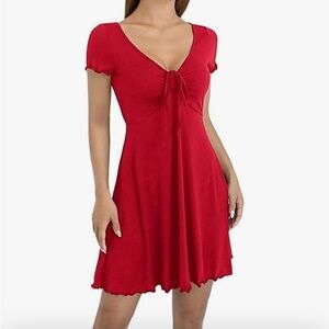 Red V-Neck Dress